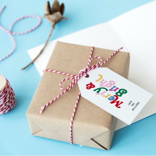 Moderne vrolijke & heldere kleurrijke retro typogr cadeaulabel