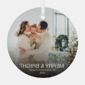 Moderne vrolijke & heldere stijlvolle familie foto glas ornament (Achterkant)