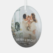 Moderne vrolijke & heldere stijlvolle familie foto glas ornament (Voorkant links)