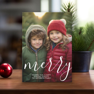 Moderne vrolijke kalligrafie 4 foto Instant Feestdagenkaart