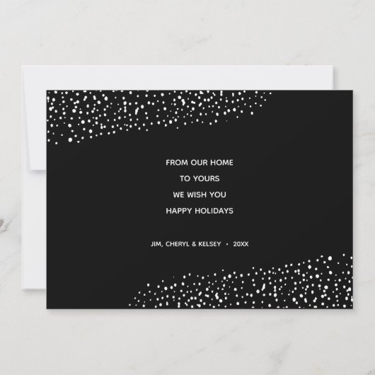 Moderne vrolijke kerst 1 foto feestdagenkaart (Achterkant)