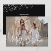 Moderne vrolijke kerst 1 foto feestdagenkaart (Voorkant / Achterkant)
