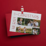 Moderne vrolijke kerst 4 foto rode typografie feestdagenkaart<br><div class="desc">'Dit is het seizoen om vrolijk te zijn! Dit vakantieseizoen, maak uw familiefeesten extra speciaal met deze verbluffend moderne maar feestelijke Modern Merry Christmas 4 Photo Red Typography Holiday Kaart. De perfecte manier om je liefde en warme wensen naar vrienden en familie te sturen dit feestelijke seizoen, deze prachtige kaart...</div>