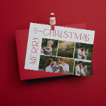 Moderne vrolijke kerst 5 foto rode typografie feestdagenkaart<br><div class="desc">'Dit is het seizoen om vrolijk te zijn! Dit vakantieseizoen, maak uw familiefeesten extra speciaal met deze verbluffend moderne maar feestelijke Modern Merry Christmas 5 Photo Red Typography Holiday Kaart. De perfecte manier om je liefde en warme wensen naar vrienden en familie te sturen dit feestelijke seizoen, deze prachtige kaart...</div>