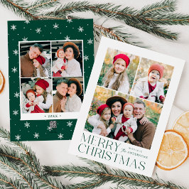Moderne vrolijke kerst 7 fotocollage feestdagenkaart