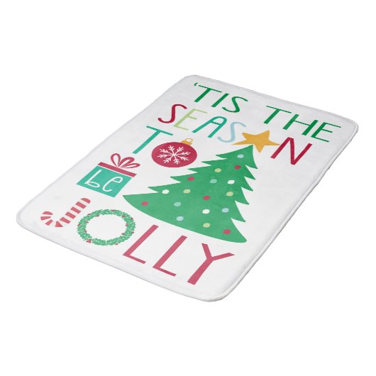 Moderne vrolijke kerst badmat (Gekanteld)