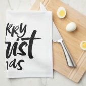 Moderne vrolijke kerst belettering Christelijk Theedoek (Quarter Fold)