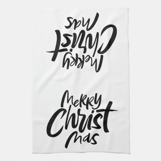 Moderne vrolijke kerst belettering Christelijk Theedoek (Verticaal)