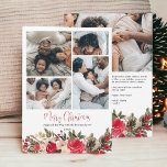 Moderne vrolijke kerst bloemenfamilie 5 foto's feestdagenkaart<br><div class="desc">Maak je klaar om de vakantie kaart spel te sleeën met onze Modern Simple 5 Foto's Kerstmis Groet! Het is niet alleen een kaart; het is een mini-galerij van je favoriete gezinsmomenten Rijke rode en diepe groene verstrengeling, versierd met dennentakken en dennenappels, die de geest van het seizoen vastleggen. Moderne...</div>