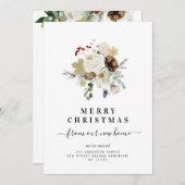 moderne vrolijke kerst bloemstuk bewegende aankond feestdagenkaart (Voorkant / Achterkant)