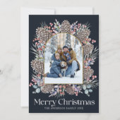 Moderne Vrolijke Kerst Botanische Krans & Foto Feestdagenkaart (Voorkant)