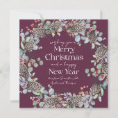 Moderne Vrolijke Kerst Botanische Krans & Foto Feestdagenkaart (Achterkant)