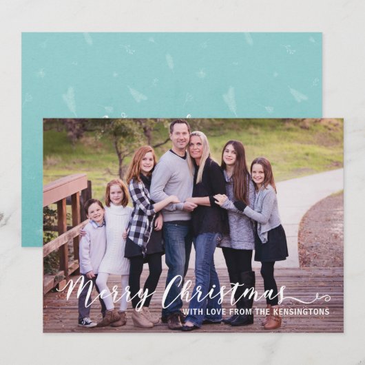 Moderne vrolijke kerst eenvoudige typografie feestdagenkaart (Voorkant / Achterkant)