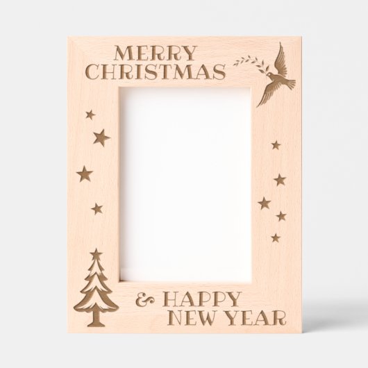 Moderne vrolijke kerst Elegante foto Gegraveerde Lijstjes (Voorkant)