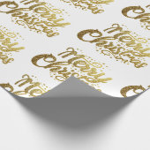 Moderne vrolijke kerst Elegante gouden script vaka Cadeaupapier (Hoek)