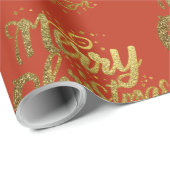 Moderne vrolijke kerst Elegante gouden script vaka Cadeaupapier (Rol Hoek)