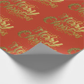 Moderne vrolijke kerst Elegante gouden script vaka Cadeaupapier (Hoek)