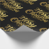 Moderne vrolijke kerst Elegante gouden script vaka Cadeaupapier (Hoek)