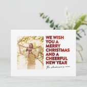 MODERNE VROLIJKE KERST EN NIEUWJAAR FAUX RODE FOLI FEESTDAGENKAART (Staand voorkant)