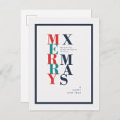 Moderne vrolijke kerst- en nieuwjaarswensen feestdagenkaart (Voorkant / Achterkant)