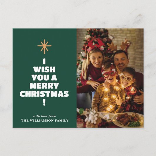 Moderne vrolijke kerst familie foto Briefkaarten (Voorkant)