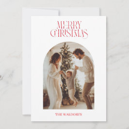 Moderne vrolijke kerst familie foto kaart