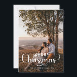 Moderne vrolijke kerst familie foto naam Tartan Ho Feestdagenkaart<br><div class="desc">Moderne kerstfamilie Foto: RED TARTAN</div>