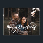 Moderne vrolijke kerst familie foto naam Tartan Ho Feestdagenkaart<br><div class="desc">Moderne kerstfamilie Foto: RED TARTAN</div>