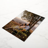 Moderne vrolijke kerst familie foto naam Tartan Ho Folie Feestdagenkaart (Gedraaid)