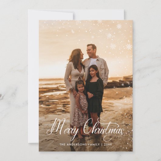 Moderne vrolijke kerst familie foto plaid Tartan Feestdagenkaart (Voorkant)