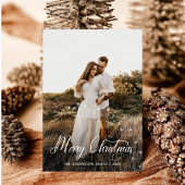 Moderne vrolijke kerst familie foto plaid Tartan Feestdagenkaart