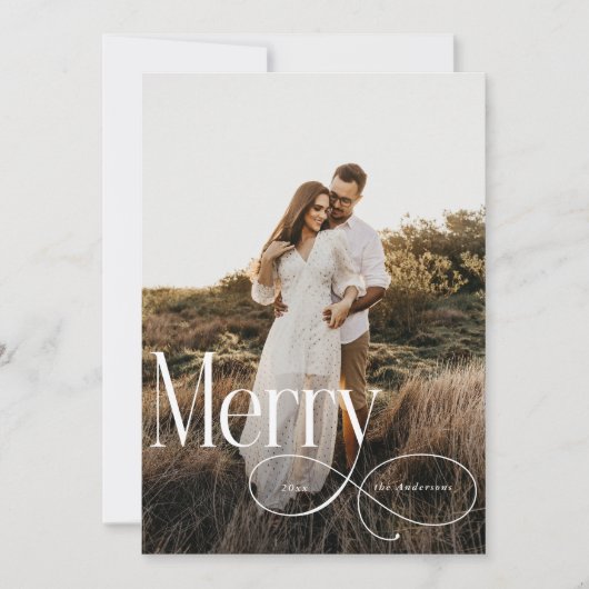 Moderne vrolijke kerst familie foto plaid Tartan Feestdagenkaart (Voorkant)