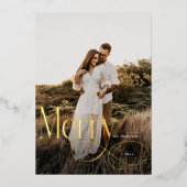 Moderne vrolijke kerst familie foto plaid Tartan Folie Feestdagenkaart (Voorkant)