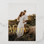 Moderne vrolijke kerst familie foto plaid Tartan Folie Feestdagenkaart (Voorkant)