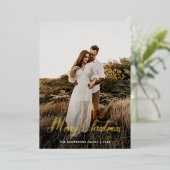 Moderne vrolijke kerst familie foto plaid Tartan Folie Feestdagenkaart (Staand Voorkant)