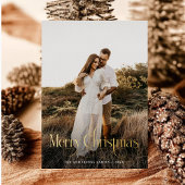 Moderne vrolijke kerst familie foto plaid Tartan Folie Feestdagenkaart