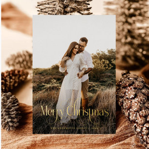 Moderne vrolijke kerst familie foto plaid Tartan Folie Feestdagenkaart