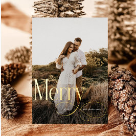 Moderne vrolijke kerst familie foto plaid Tartan Folie Feestdagenkaart