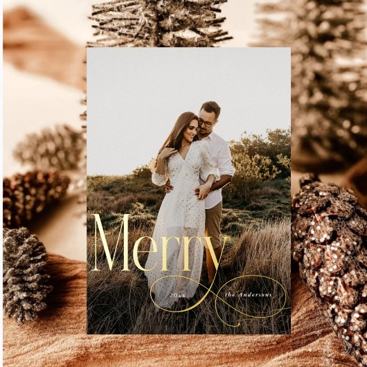 Moderne vrolijke kerst familie foto plaid Tartan Folie Feestdagenkaart