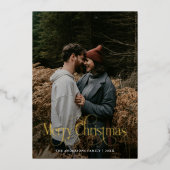 Moderne vrolijke kerst familie foto plaid Tartan Folie Feestdagenkaart (Voorkant)