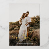 Moderne vrolijke kerst familie foto plaid Tartan Folie Feestdagenkaart (Voorkant)