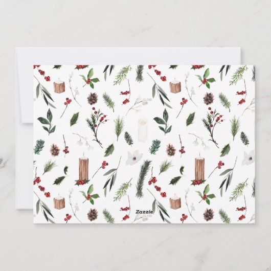 Moderne vrolijke kerst foto rode typografie feestdagenkaart (Achterkant)