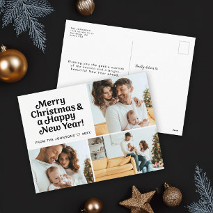Moderne vrolijke kerst gelukkig nieuwjaar foto ras feestdagenkaart