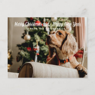 Moderne vrolijke kerst & gelukkig nieuwjaar fotoka feestdagenkaart