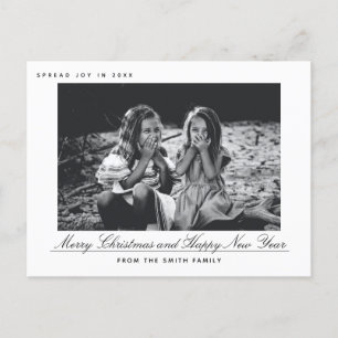 Moderne vrolijke kerst & gelukkig nieuwjaar fotoka feestdagenkaart