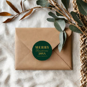 Moderne vrolijke kerst groene vakantie verpakking ronde sticker