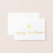 Moderne vrolijke kerst handgeschreven scriptfoto folie kaarten (Voorkant met envelop)