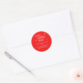 Moderne vrolijke kerst herinnering rood ronde sticker (Envelop)