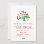 Moderne vrolijke kerst Holly Berry Snowflakes Feestdagenkaart (Achterkant)