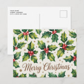 Moderne vrolijke kerst Holly en bessen Briefkaart (Voorkant / Achterkant)